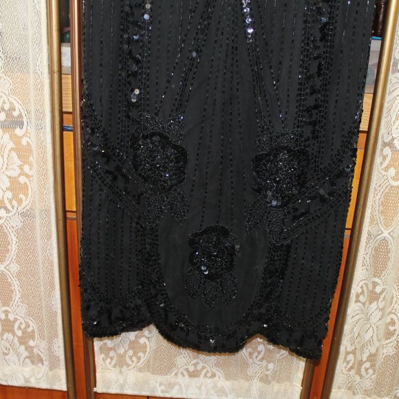 Vintage 1980's Womens Black Beaded Lillie Rubin Cocktail Dress-Size Small-PMNAT1 - Picture 3 of 13